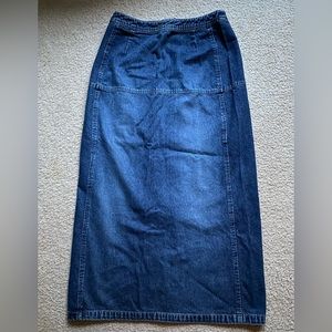 Esprit Vintage high waisted maxi dark blue denim jean skirt 100% Cotton (US 8)